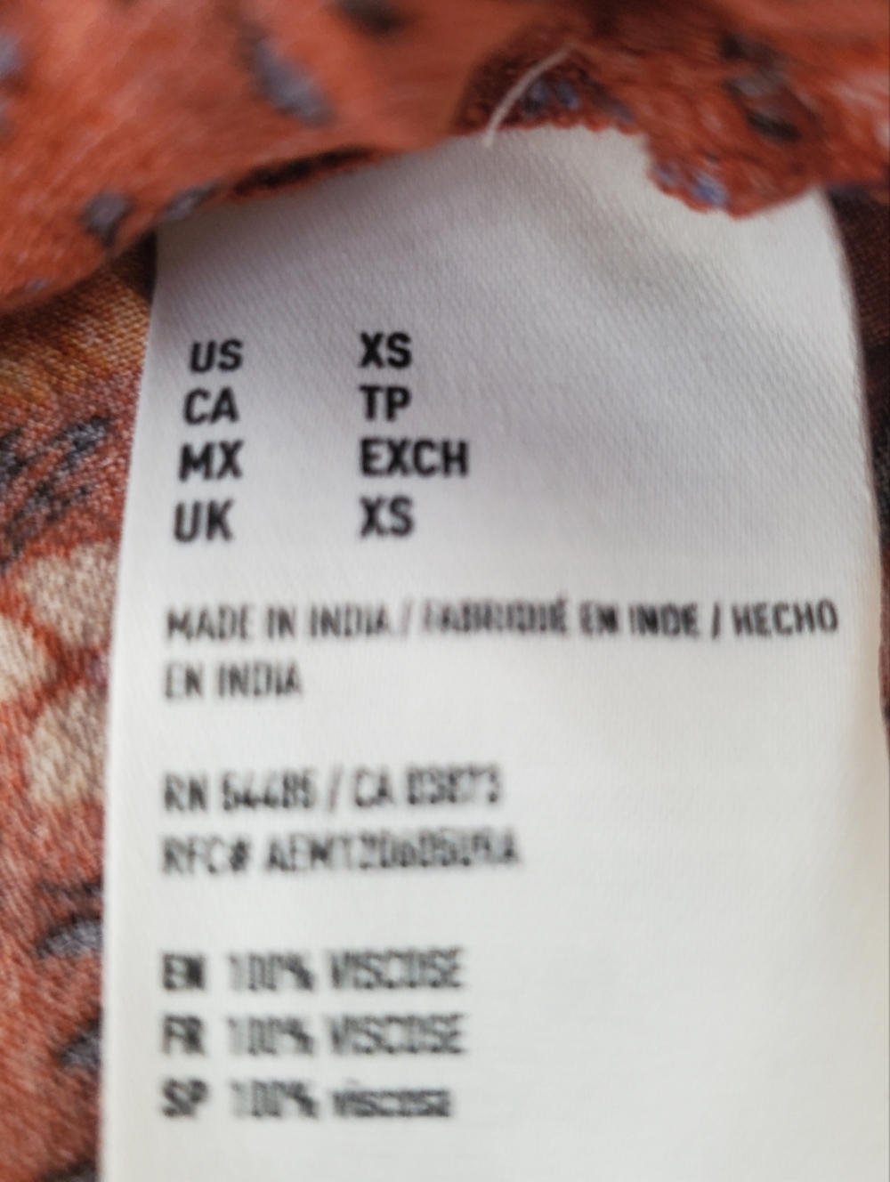 American Eagle Rust Orange Floral Peasant Blouse Size XS - Picture 4 of 7